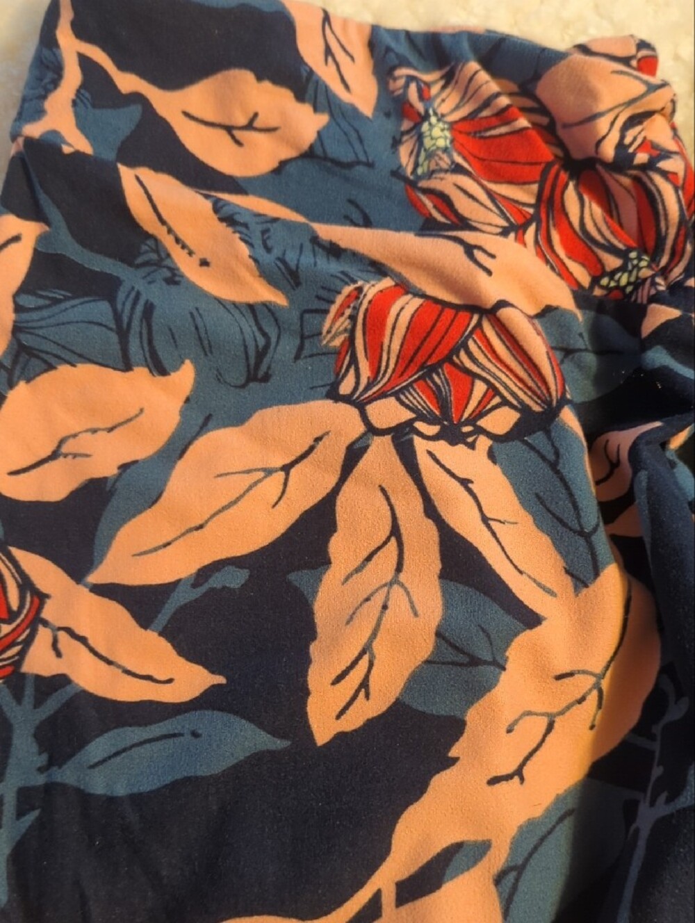 Lularoe Floral Print Soft Leggings Trio - Navy, Lavender, Deep Teal - Picture 2 of 4